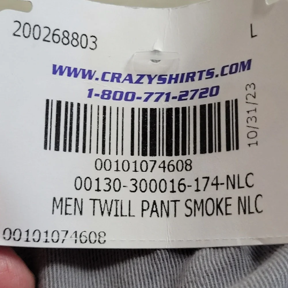🌴NWT Crazy Shirts Hawaii Pants Mens L Smoke Gray Resort Relaxed Cotton Twill